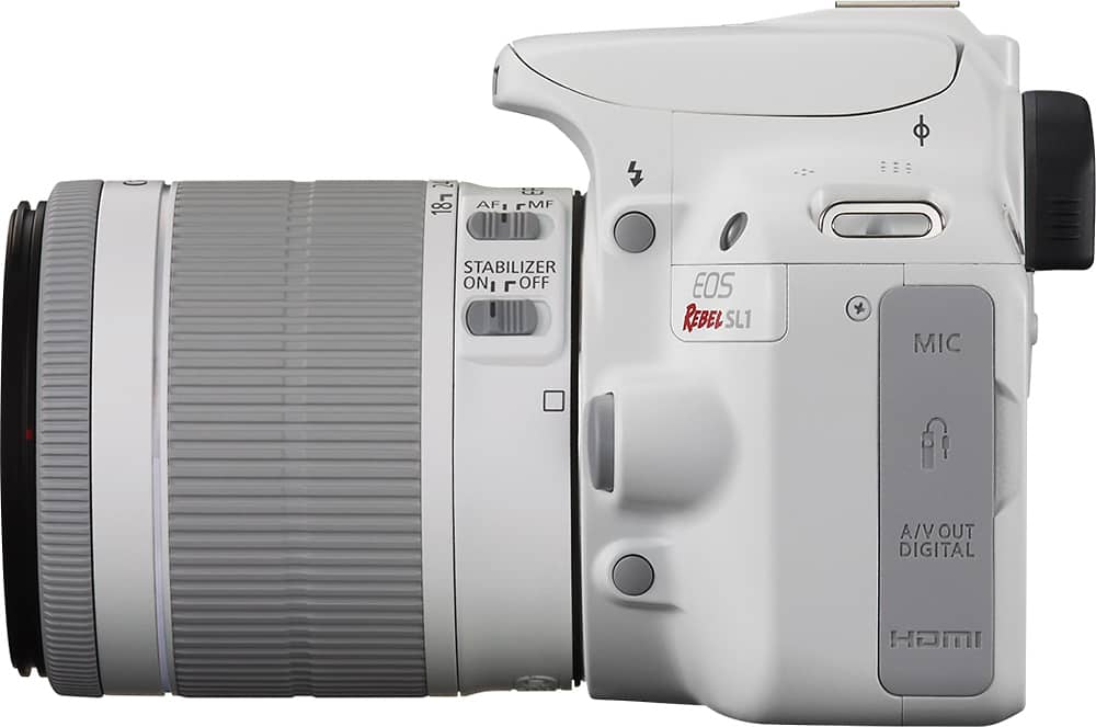 Alt View 1. Canon - EOS Rebel SL1 DSLR Camera with EF-S 18-55mm f/3.5-5.6 IS Zoom Lens - White.