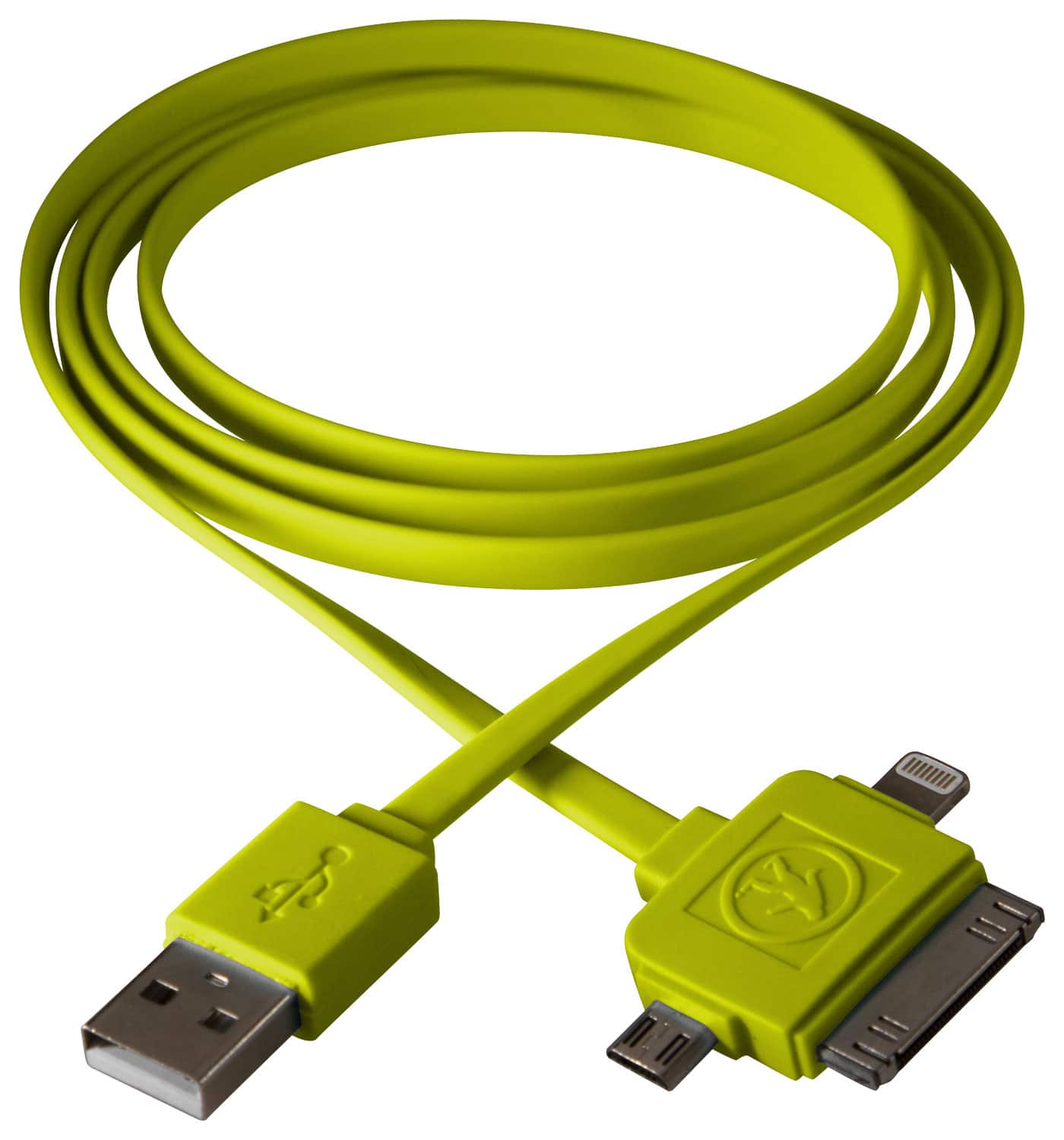 Front. Outdoor Tech - Calamari 3.2' 3-in-1 USB Charging Cable - Green.