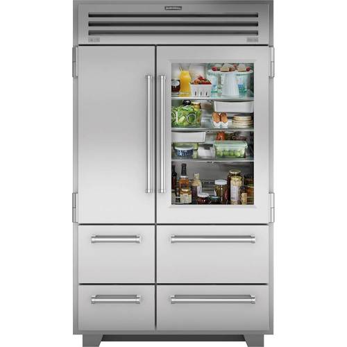 Sub-Zero - PRO 30.4 Cu. Ft. Side-by-Side Built-In Refrigerator with Glass Door - Stainless steel
