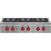 Wolf - 36" Built-In Gas Cooktop with 6 Burners - Stainless steel - Front_Zoom