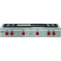 Wolf - 48" Built-In Gas Cooktop with 4 Burners and Infrared Charbroiler and Griddle - Stainless steel - Front_Zoom