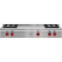 Wolf - 48" Built-In Gas Cooktop with 4 Burners and French Top - Stainless steel - Front_Zoom