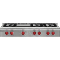 Wolf - 48" Built-In Gas Cooktop with 6 Burners and Infrared Griddle - Front_Zoom