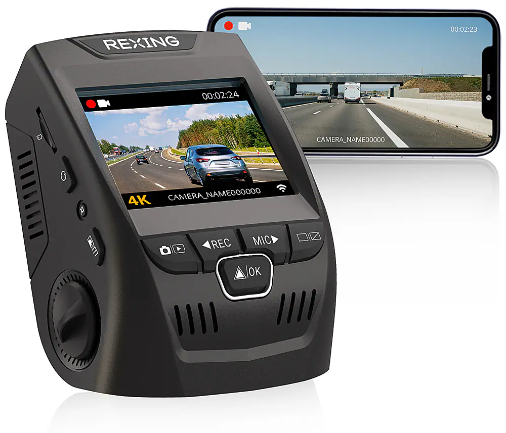 Front. Rexing - V1-4K UHD Front Wi-Fi Dash Cam - Black.