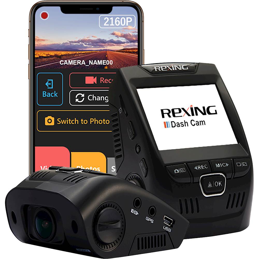 Rexing V1P Plus 4K UHD Front and Rear Dash Cam with Wi-Fi Black  V1P-PLUS-BBY - Best Buy