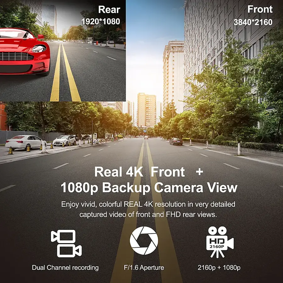 Alt View 16. Rexing - V1P Max Plus Real 4K UHD Dual-Channel Front and Rear Wi-Fi Dash Camera - Black.