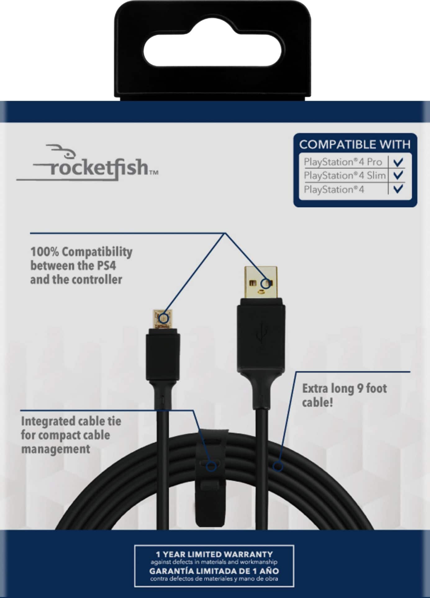 Alt View 11. Rocketfish™ - Extra Long 9' Play + Charge Cable For PlayStation 4 - Black.