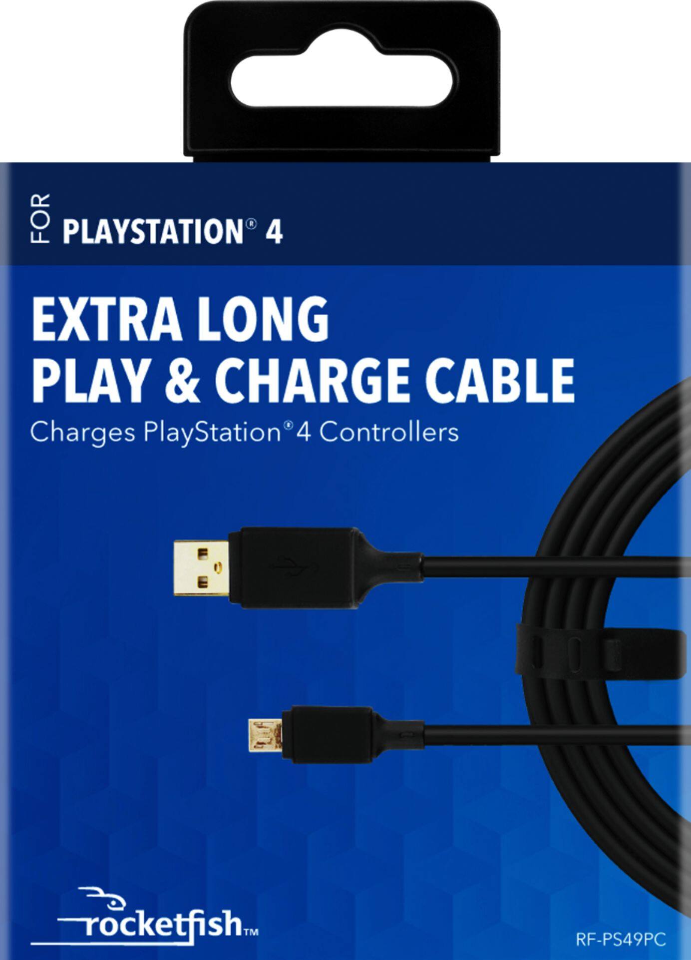 Alt View 12. Rocketfish™ - Extra Long 9' Play + Charge Cable For PlayStation 4 - Black.