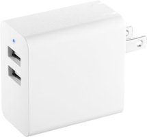 Insignia™ - 24 W 2-Port USB Wall Charger - White - Front_Zoom