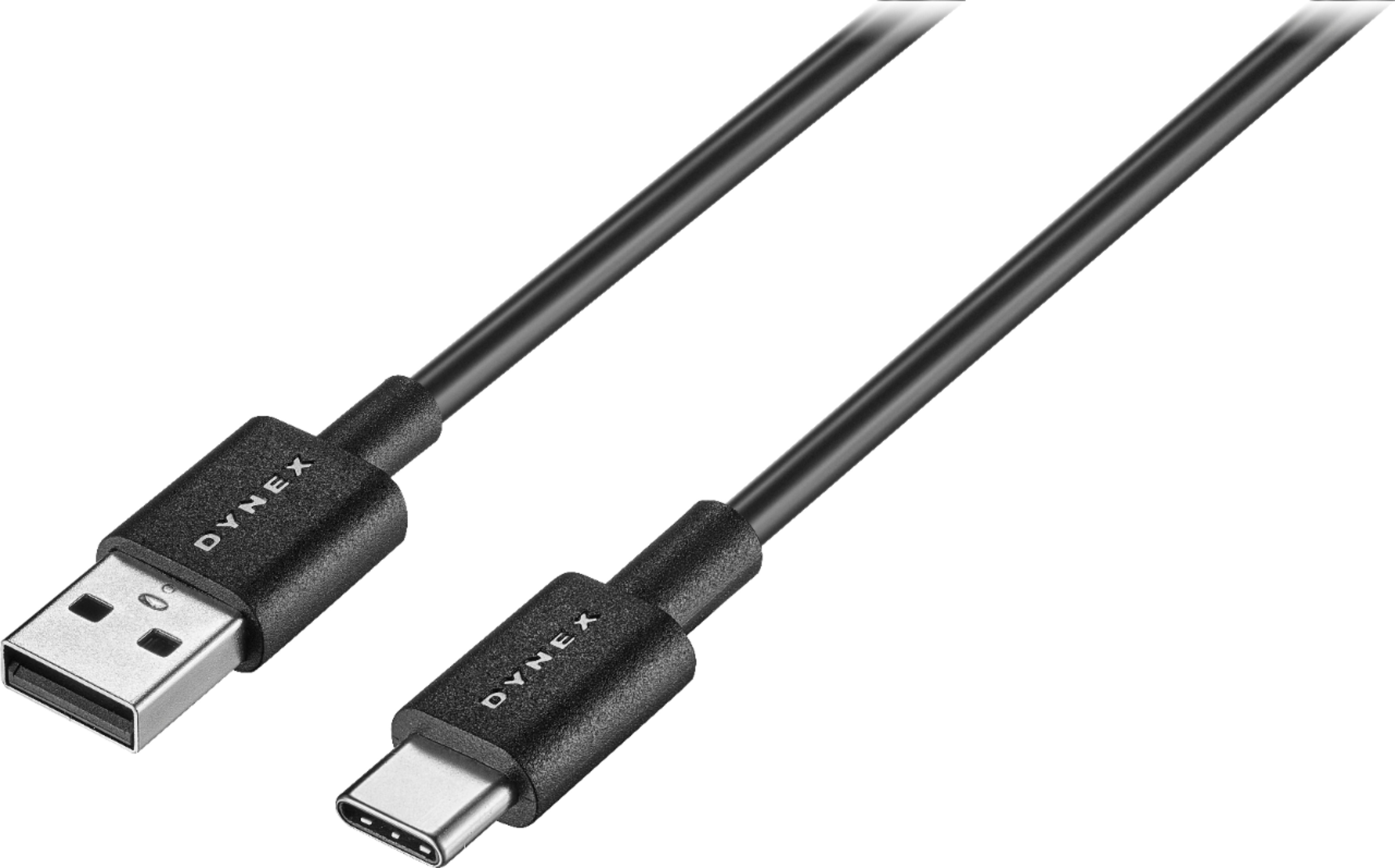 Angle View: Dynex™ - 3' USB-C to USB-A Charge-and-Sync Cable - Black