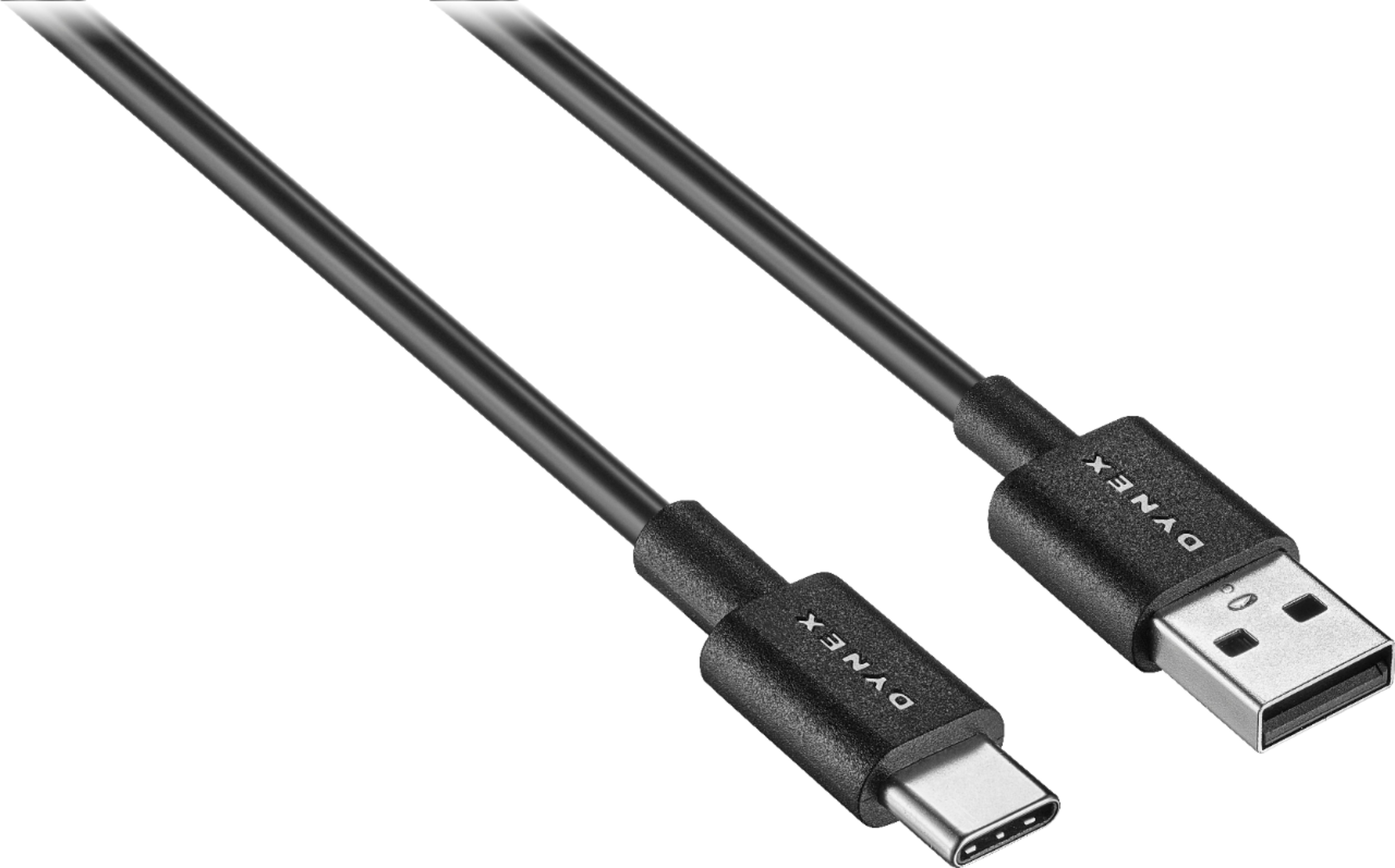 Left View: Dynex™ - 3' USB-C to USB-A Charge-and-Sync Cable - Black