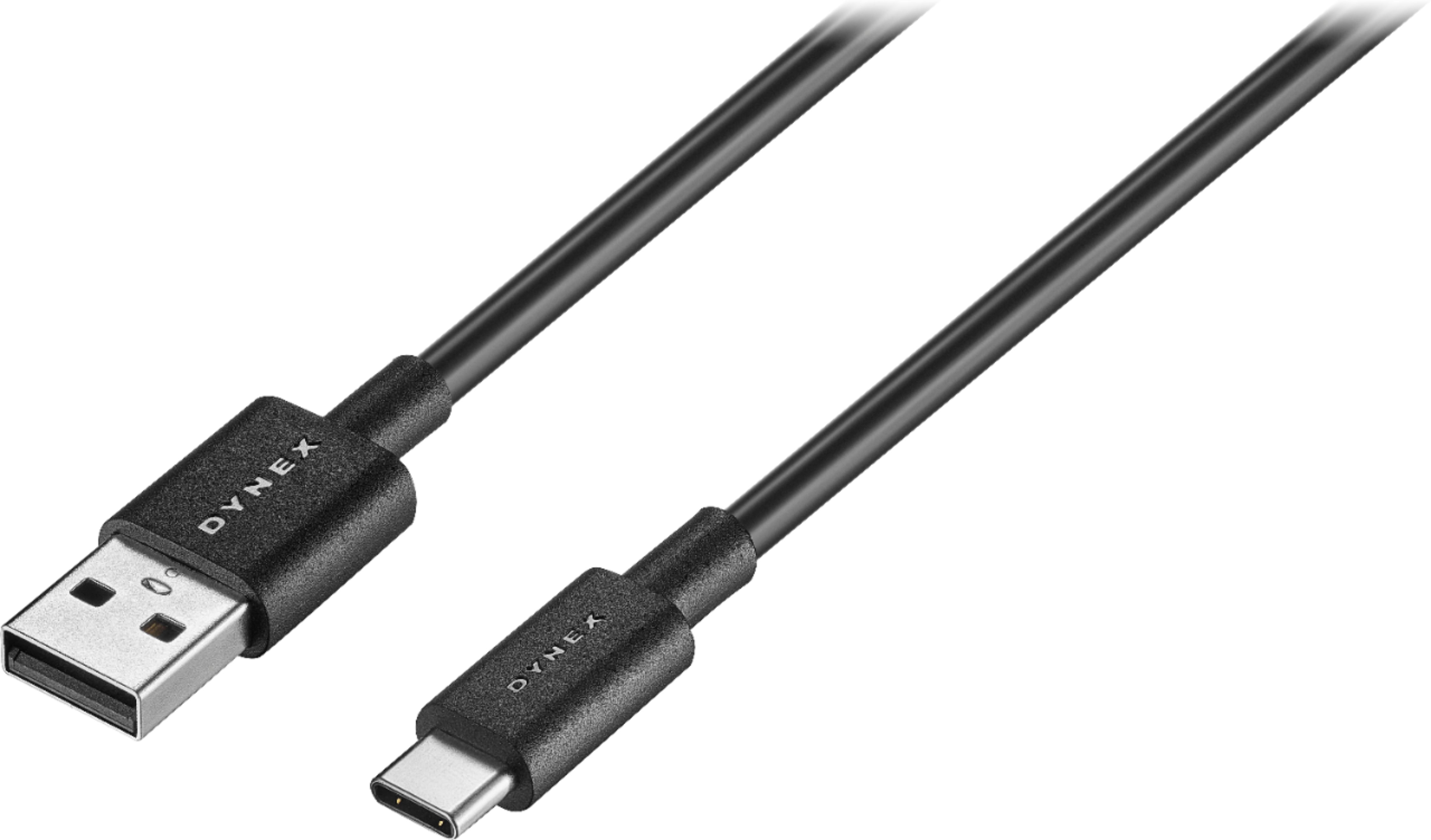 Angle View: Dynex™ - 10' USB-C to USB-A Charge-and-Sync Cable - Black