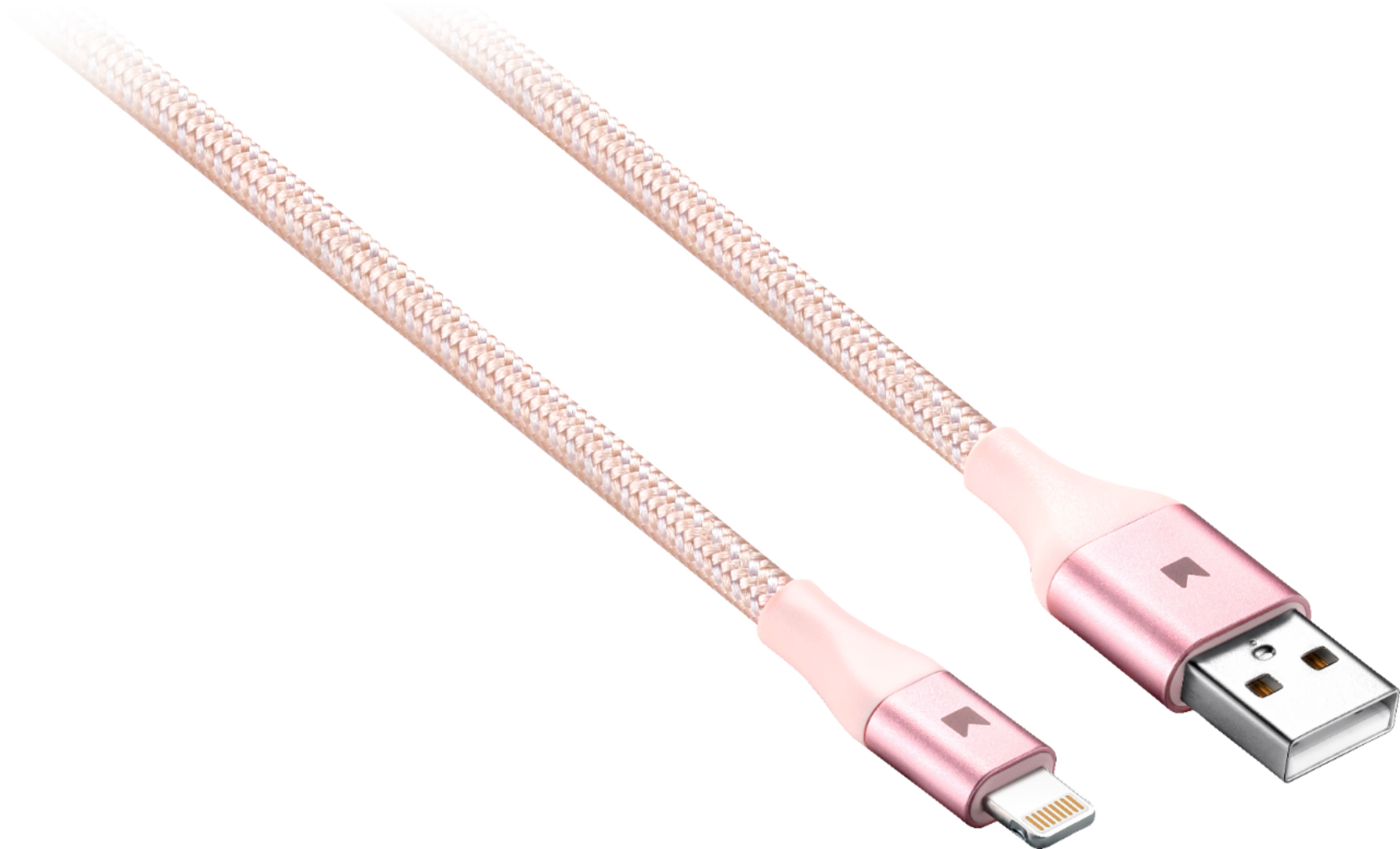 Left View: Apple - 6.6' (2M) USB Type C-to-Lightning Charging Cable - White