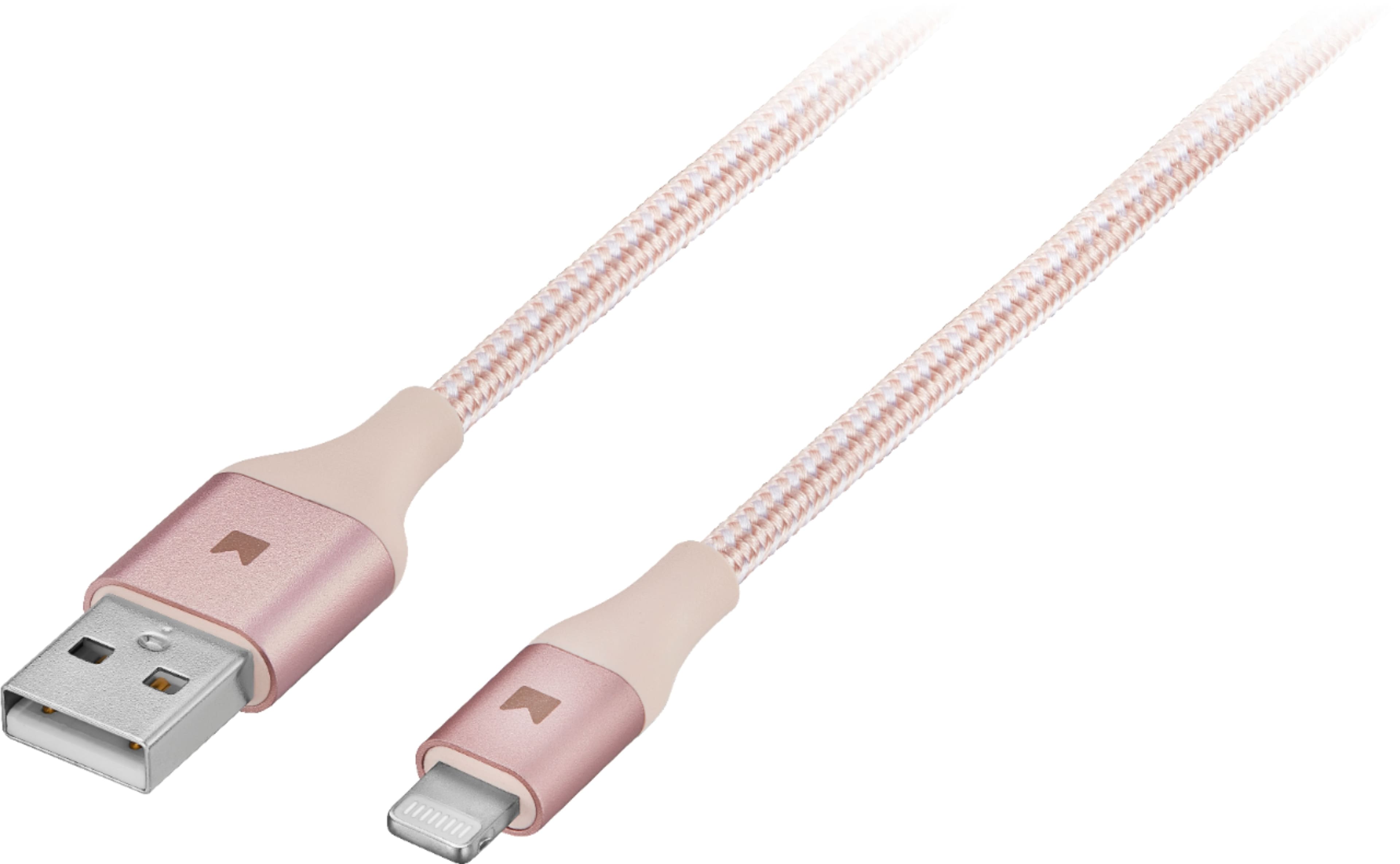 Angle View: Modal™ - 4' Lightning to USB Charge-and-Sync Cable - Pink