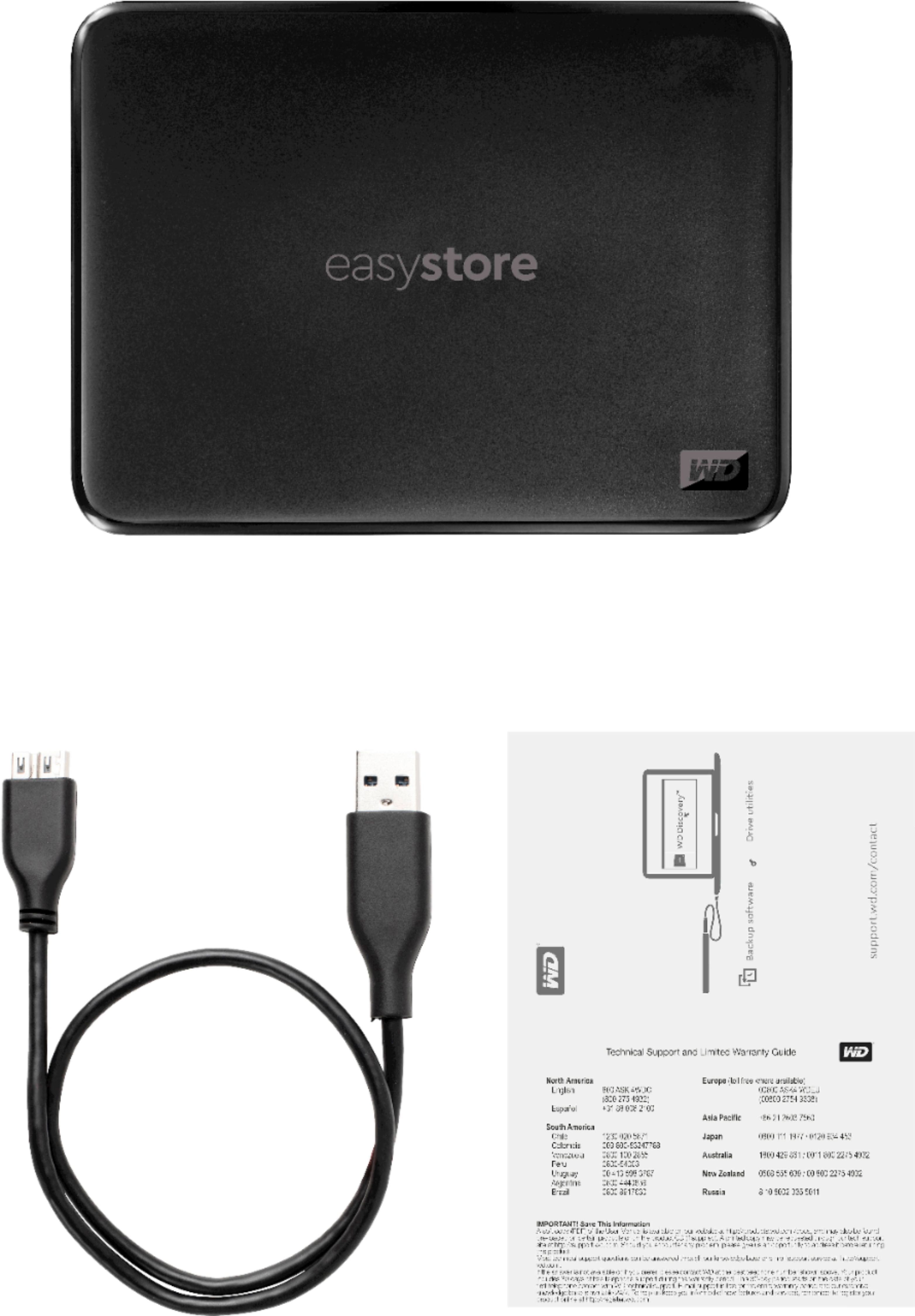 Alt View 16. WD - Easystore 5TB External USB 3.2 Gen 1 Portable Hard Drive - Black.