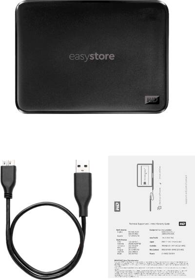 WD Easystore 5TB – Disco Rigido Esterno Portatile USB 3.0, Modello WDBAJP0050BBK-WESN