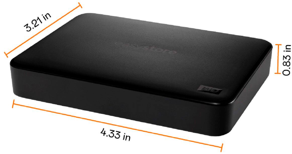 Angle. WD - Easystore 5TB External USB 3.2 Gen 1 Portable Hard Drive - Black.