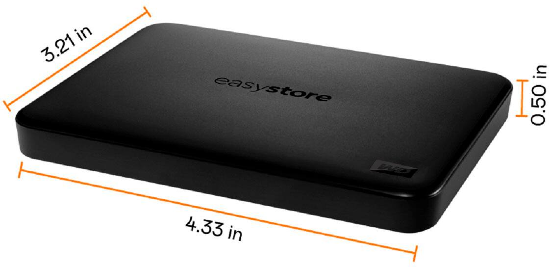 Angle. WD - Easystore 1TB External USB 3.2 Gen 1 Portable Hard Drive - Black.