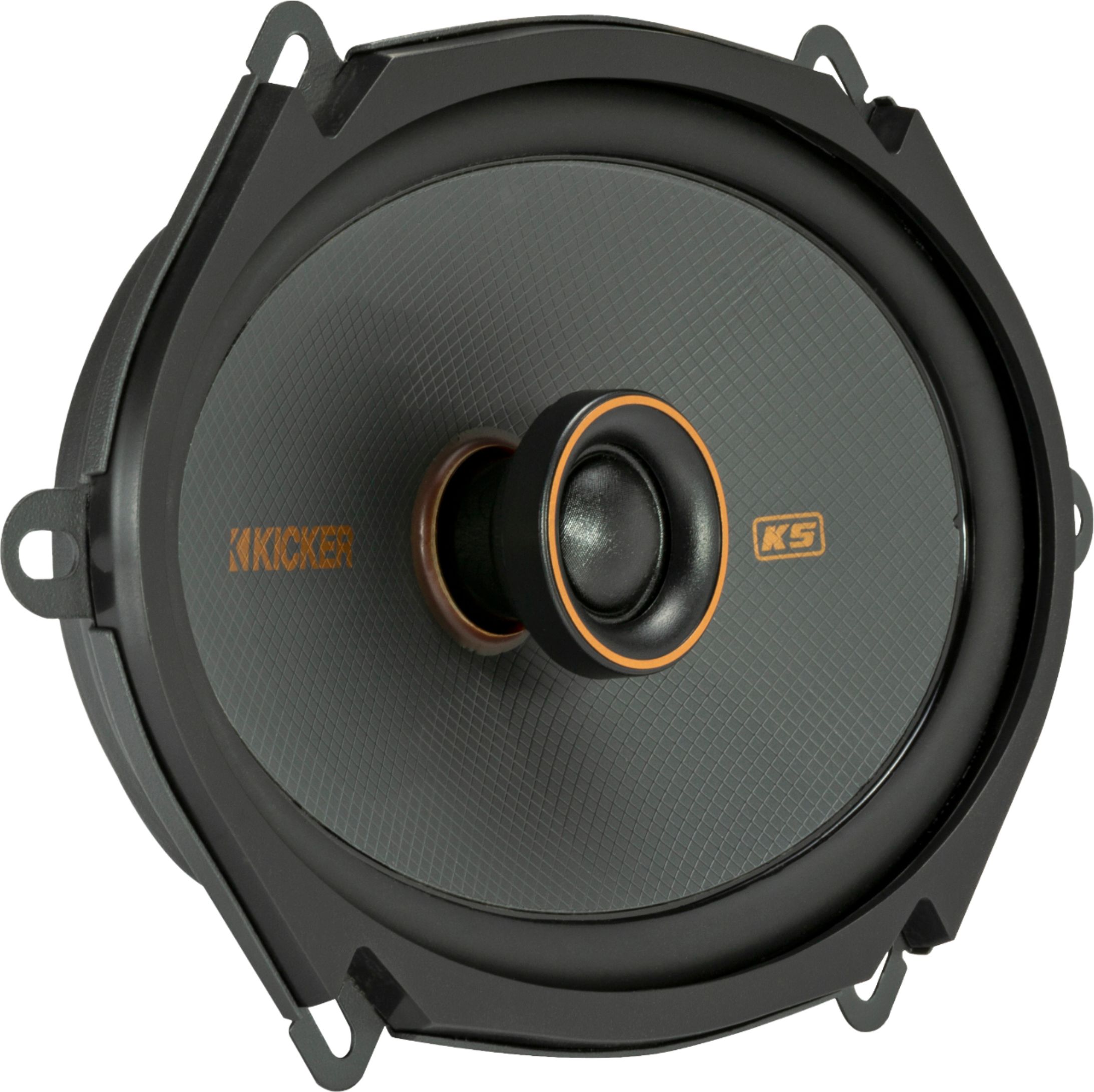 Angle View: KICKER - KS Series 6" x 8" 2-Way Car Speakers with Polypropylene Cones (Pair) - Black