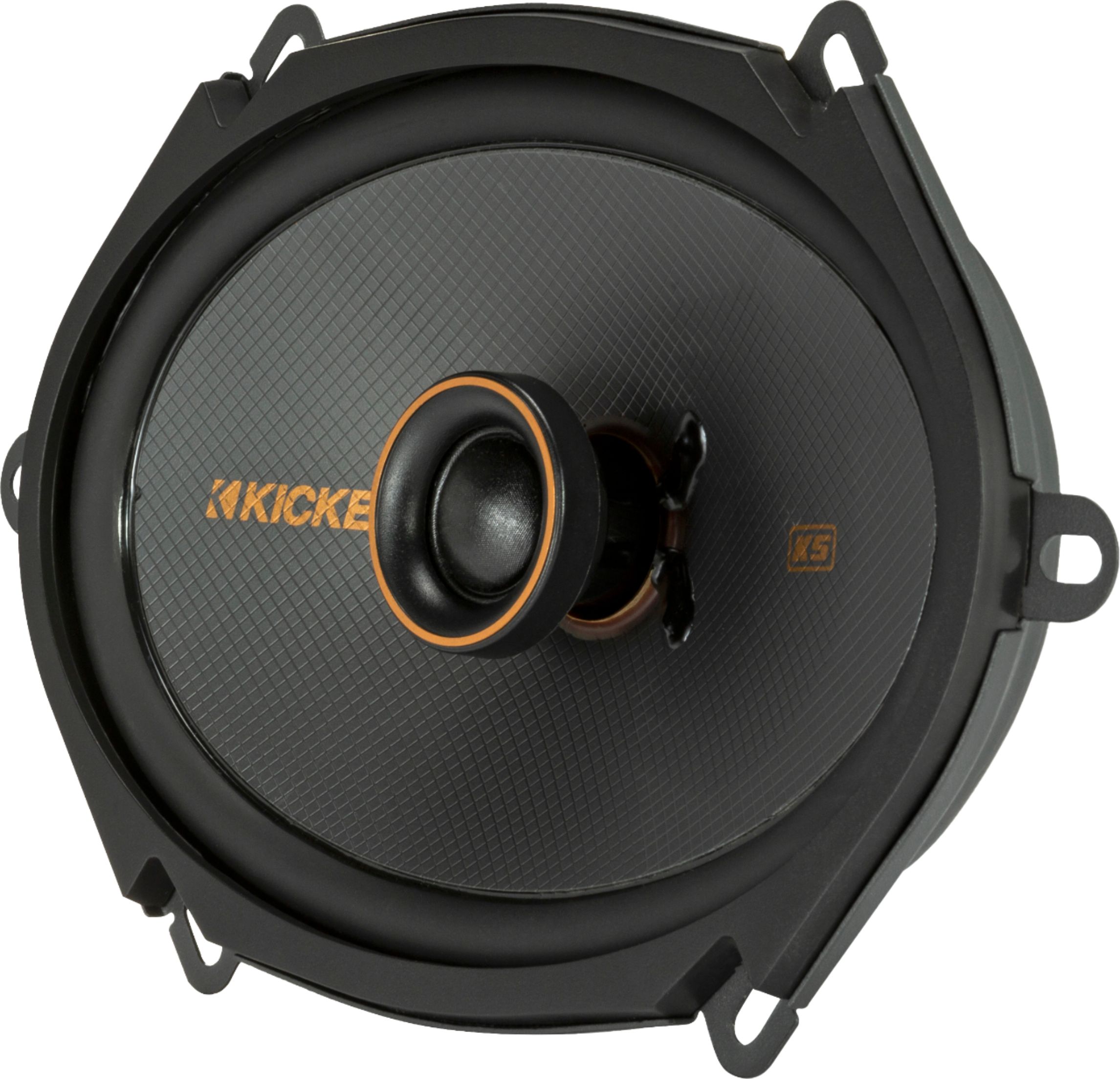 Left View: KICKER - KS Series 6" x 8" 2-Way Car Speakers with Polypropylene Cones (Pair) - Black