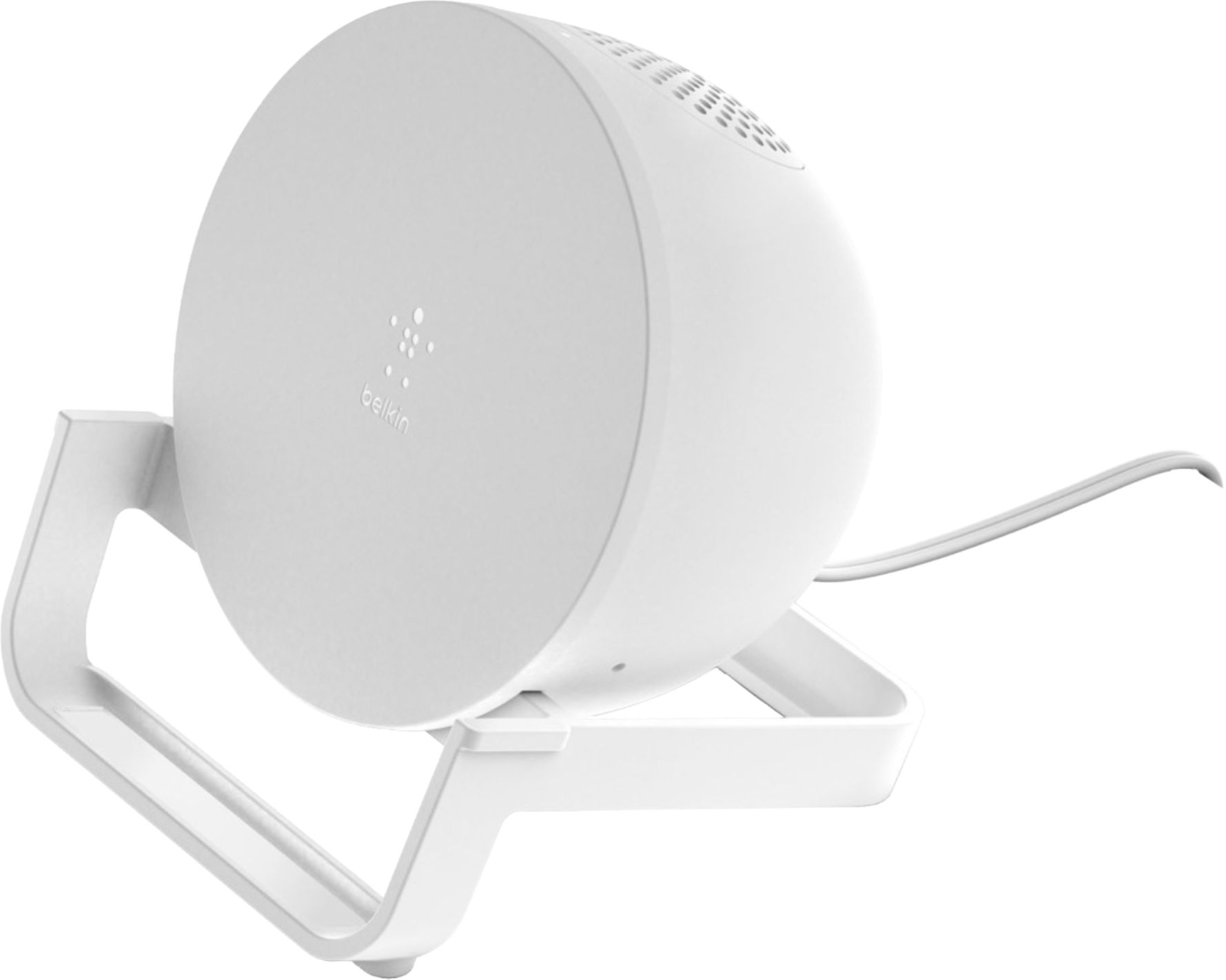 Angle View: Belkin 10W Wireless and Bluetooth Speaker Stand - White