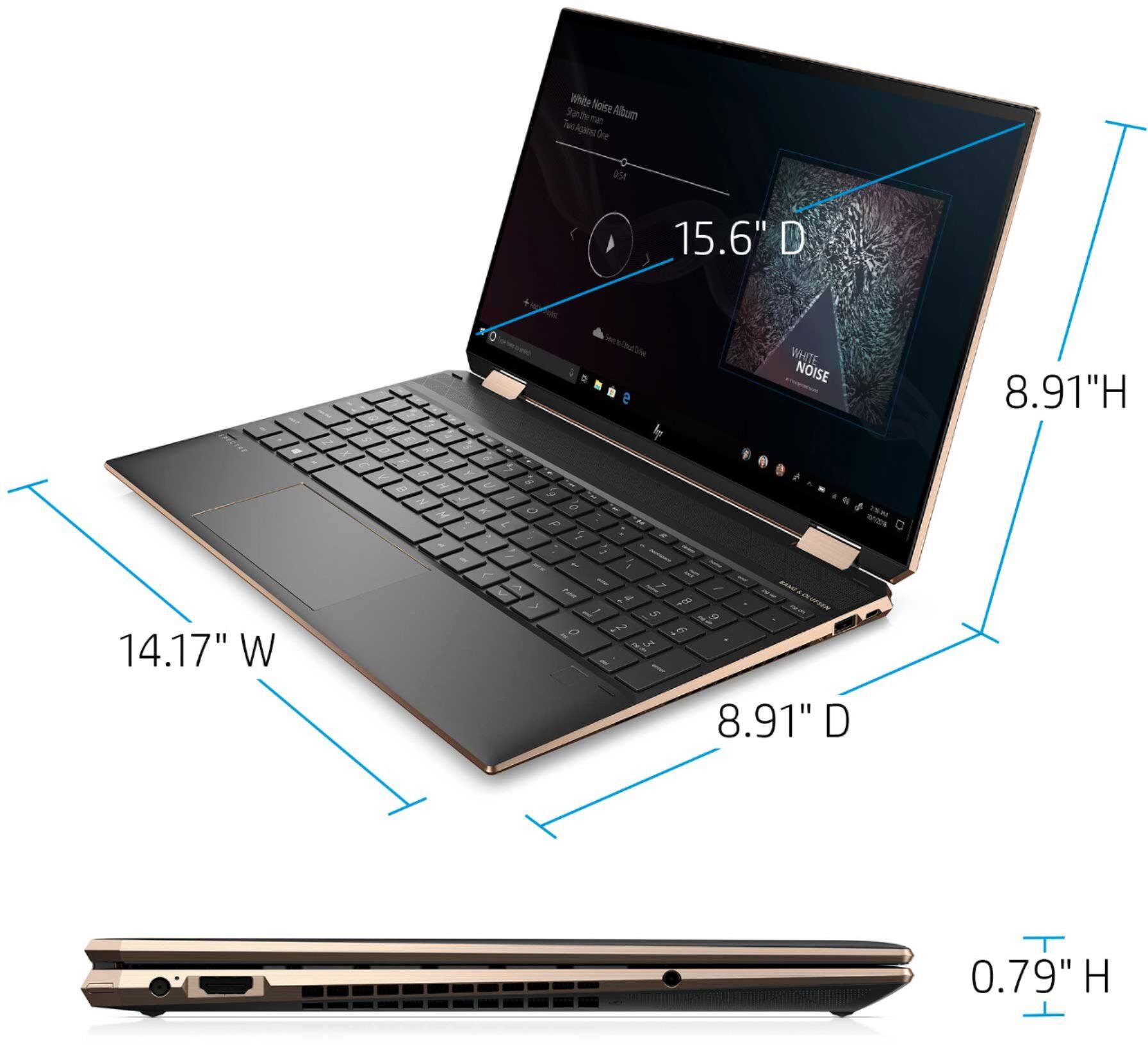 Angle View: HP - Spectre x360 2-in-1 15.6" 4K Ultra HD Touch-Screen Laptop Intel Core i7 16GB Memory GeForce GTX 1650 Ti 1TB SSD - Nightfall Black