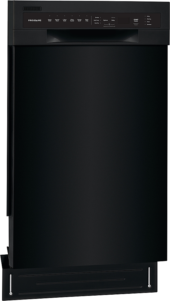 Angle View: Frigidaire - 18" Compact Front Control Built-In Dishwasher with Stainless Steel Tub, 52 dBA - Black