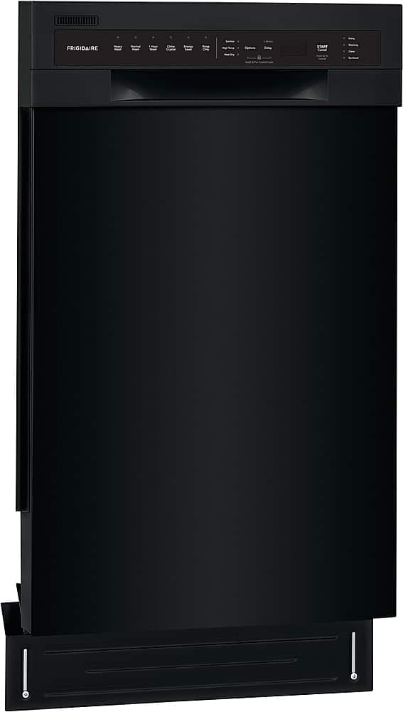 Angle. Frigidaire - 18" Compact Front Control Built-In Stainless Steel Tub Dishwasher with PowerPlus Cycle, 52 dBA - Black.