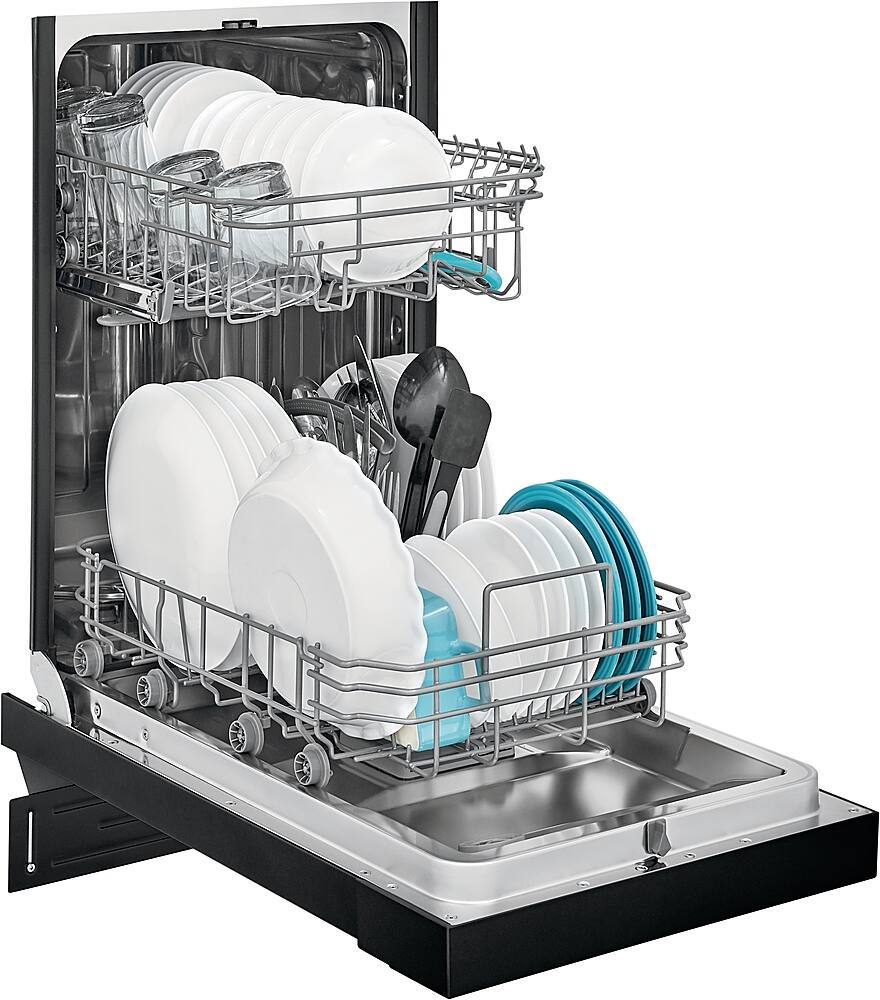 Alt View 2. Frigidaire - Frigidaire 18" Compact Front Control Built-In Dishwasher with Stainless Steel Tub, 52 dba - Black.