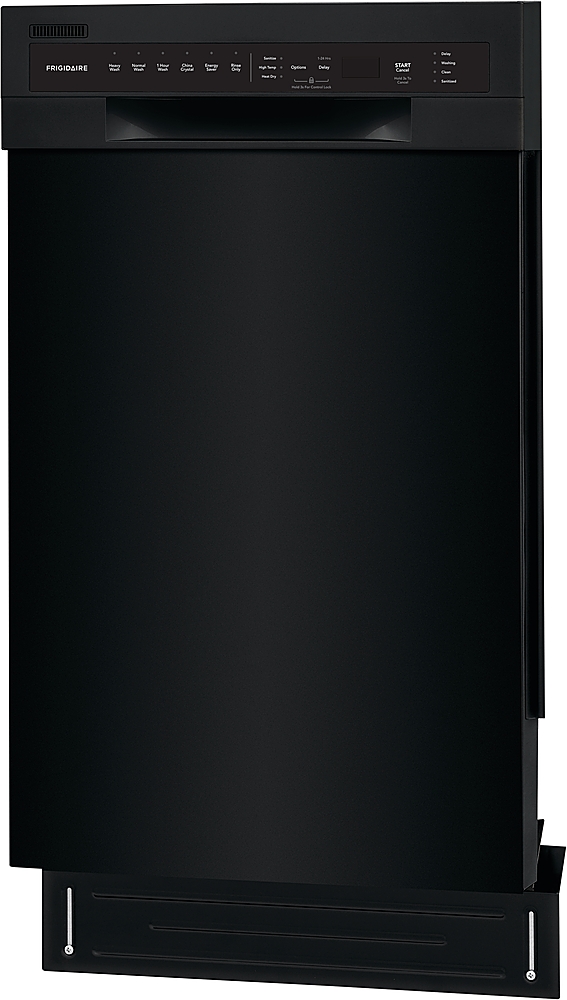 Left View: Frigidaire - 18" Compact Front Control Built-In Dishwasher with Stainless Steel Tub, 52 dBA - Black