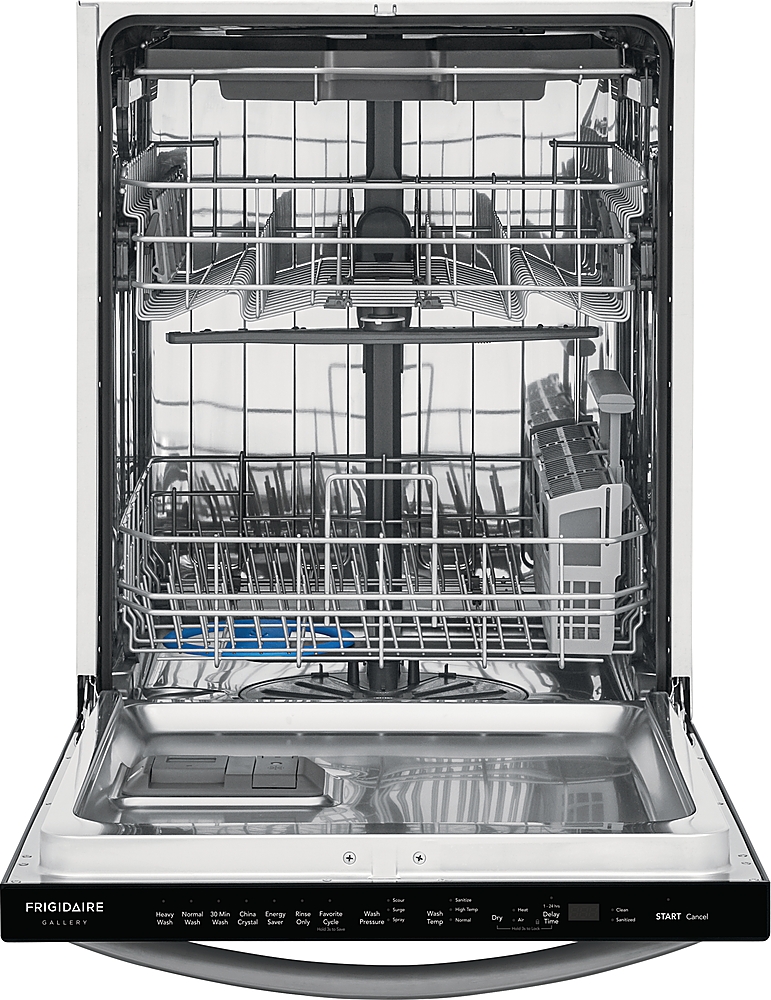 Angle View: Frigidaire - Gallery 24" Compact Top Control Built-In Dishwasher with Stainless Steel Tub, 3rd Rack, 49 dBA - Black stainless steel