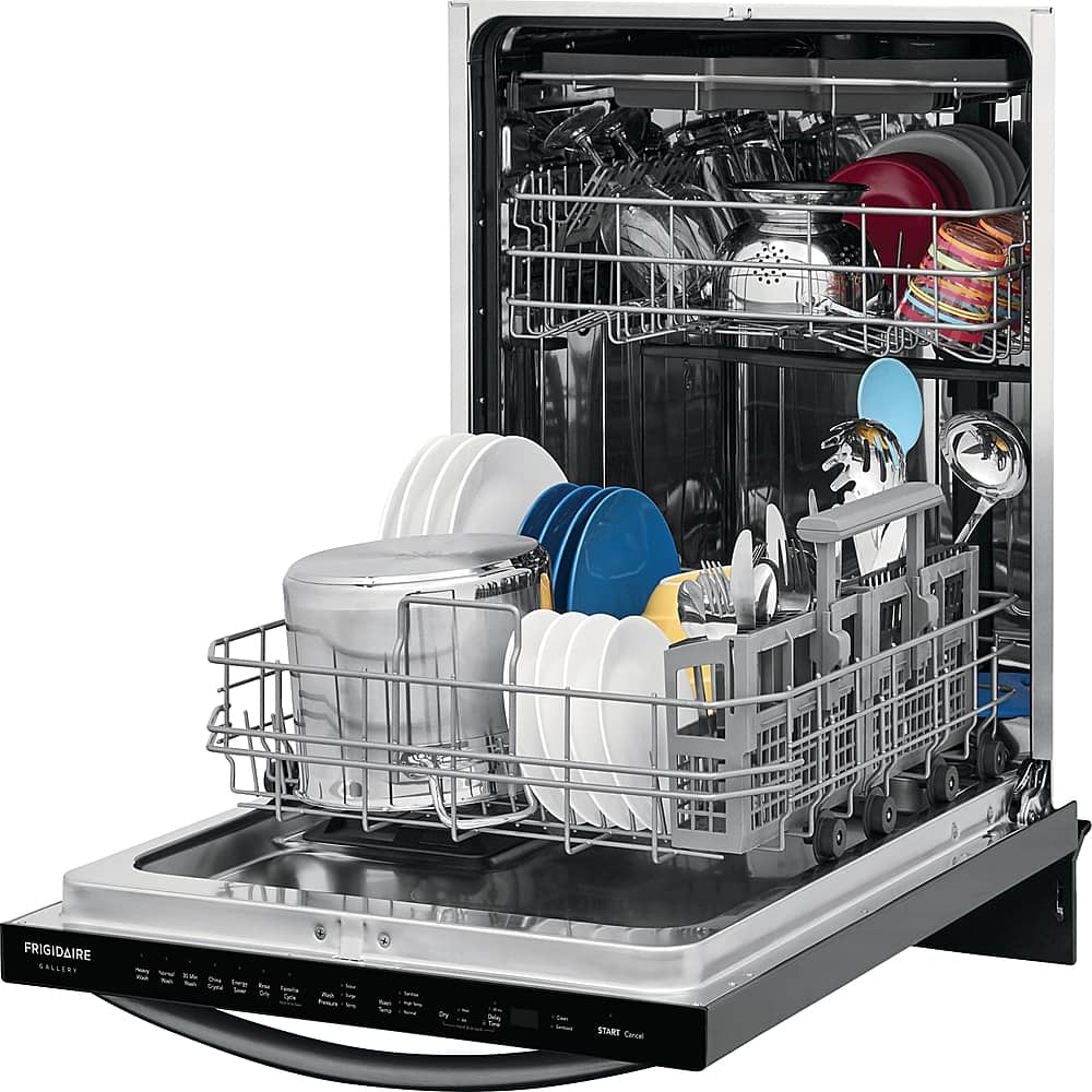 Alt View 2. Frigidaire - Gallery 24" Top Control Built-In Dishwasher with Stainless Steel Tub, 49 dba - black.