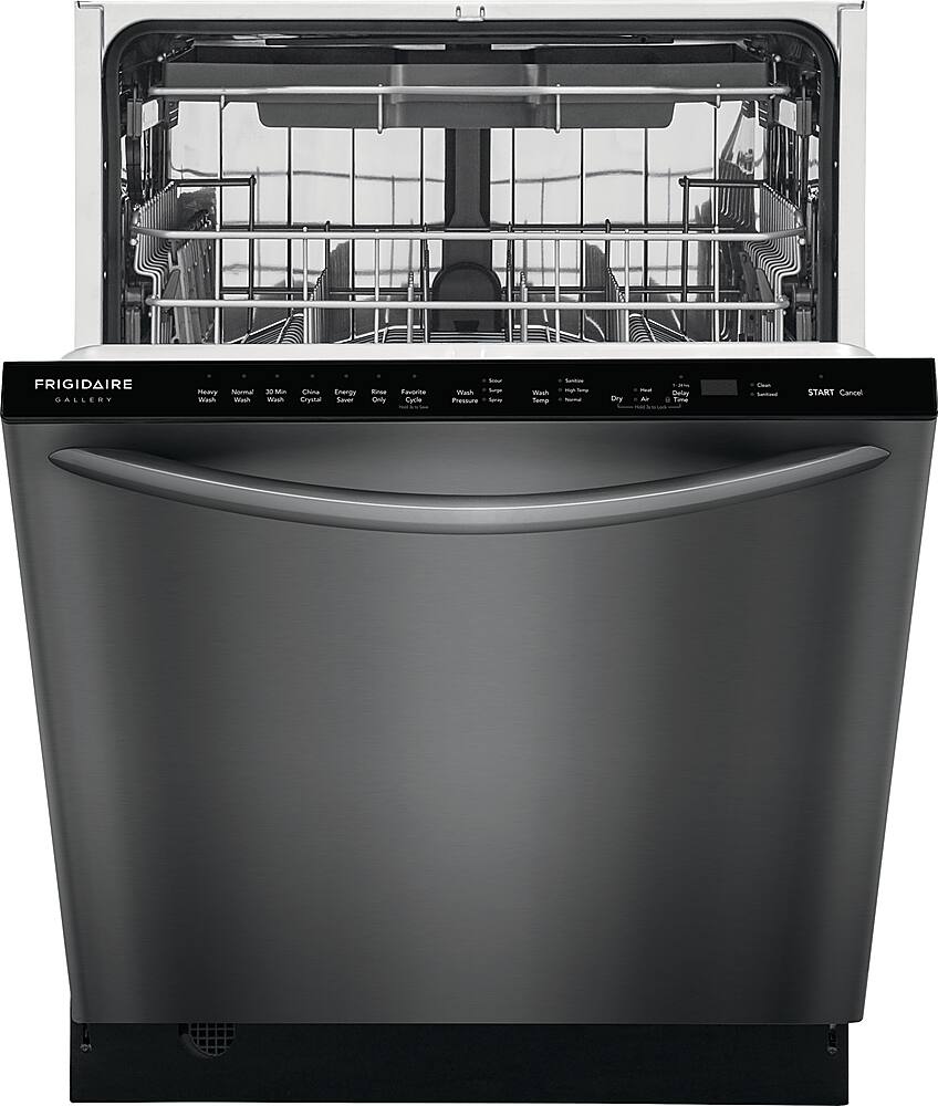 Left. Frigidaire - Gallery 24" Top Control Built-In Dishwasher with Stainless Steel Tub, 49 dba - black.