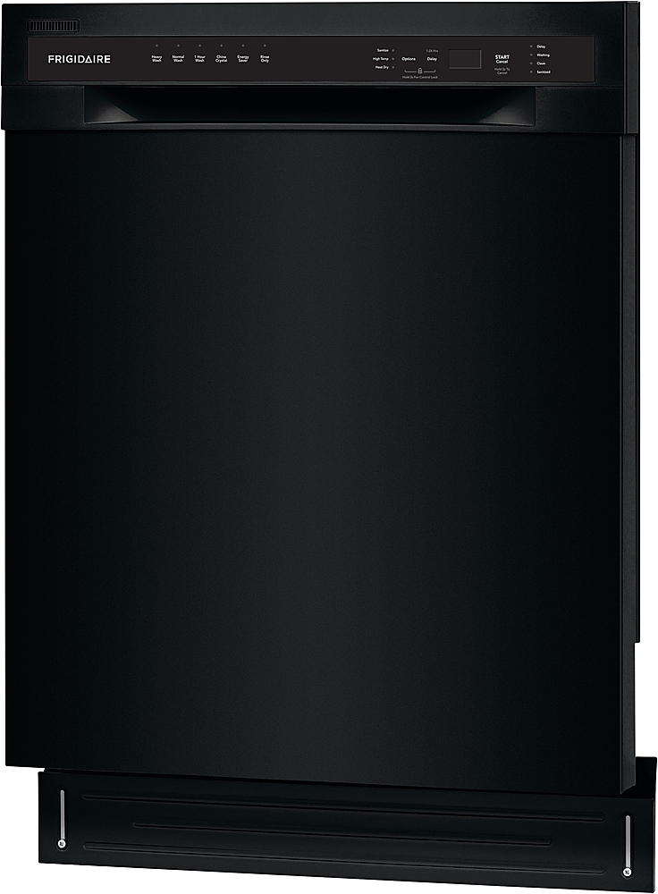 Angle View: Frigidaire - 24" Compact Front Control Built-In Dishwasher with Stainless Steel Tub, 52 dBA - Black