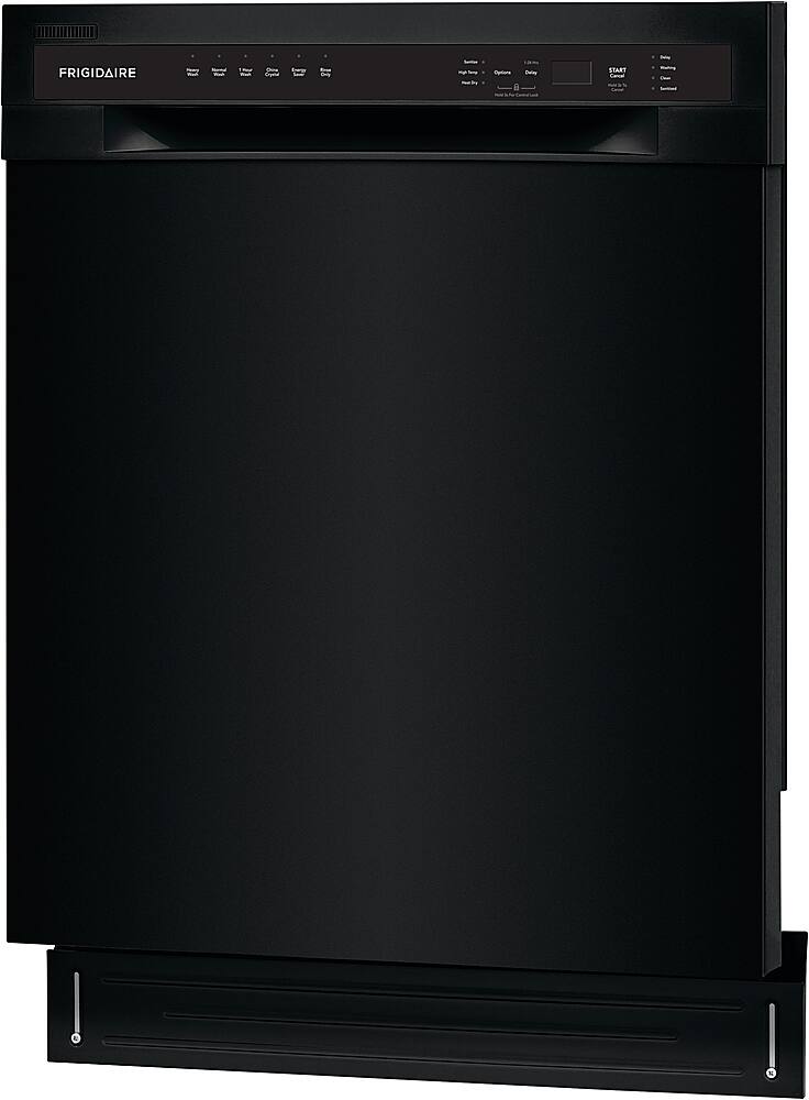 Angle. Frigidaire - 24" Compact Front Control Built-In Dishwasher with Stainless Steel Tub, 52 dBA - Black.