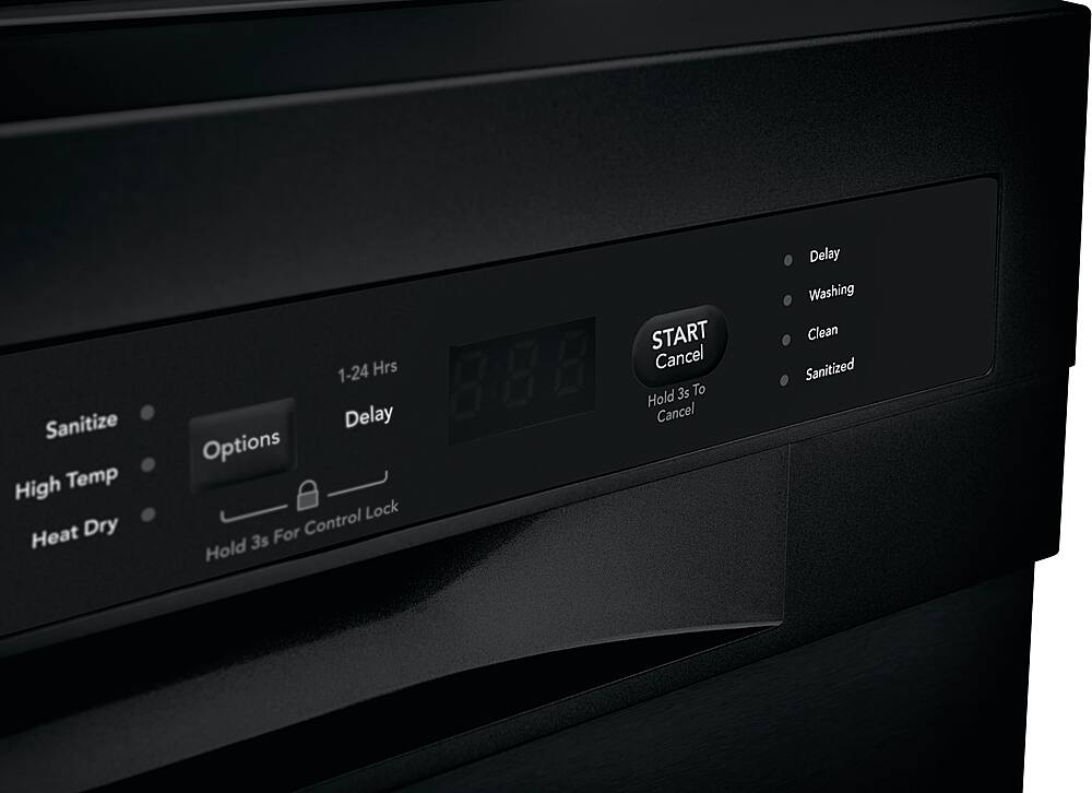 Alt View 16. Frigidaire - 24" Compact Front Control Built-In Dishwasher with Stainless Steel Tub, 52 dBA - Black.