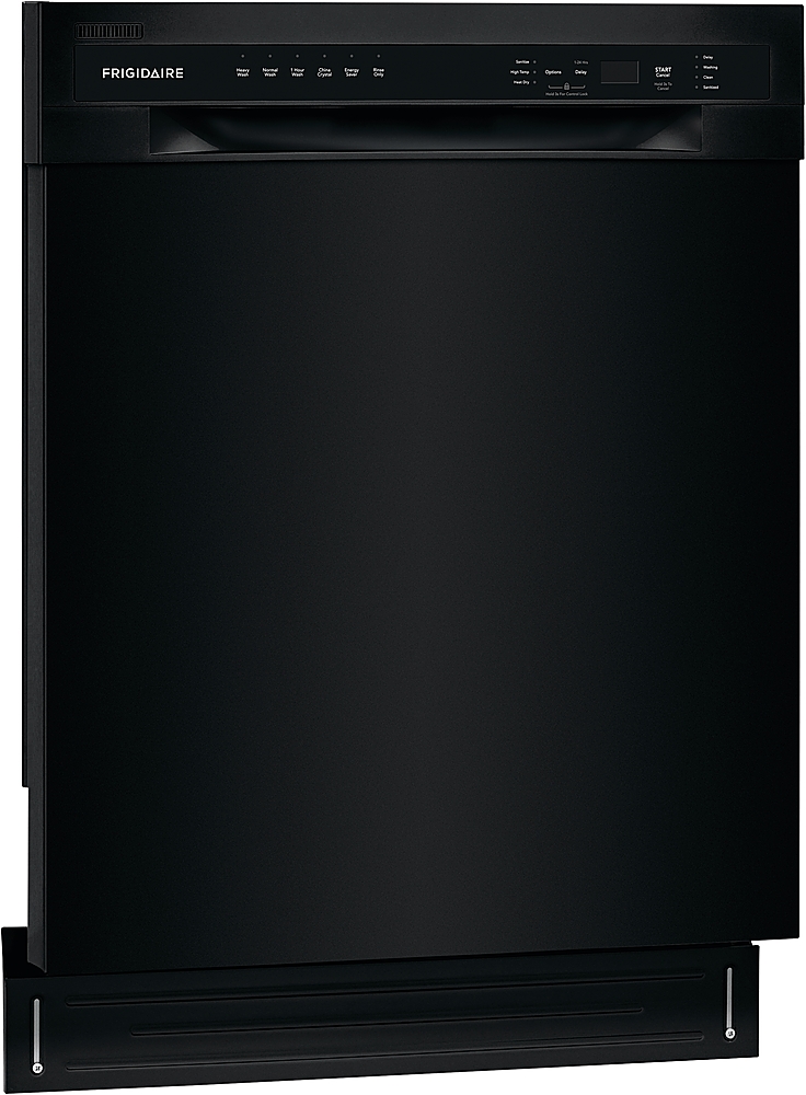Left View: Frigidaire - 24" Compact Front Control Built-In Dishwasher with Stainless Steel Tub, 52 dBA - Black