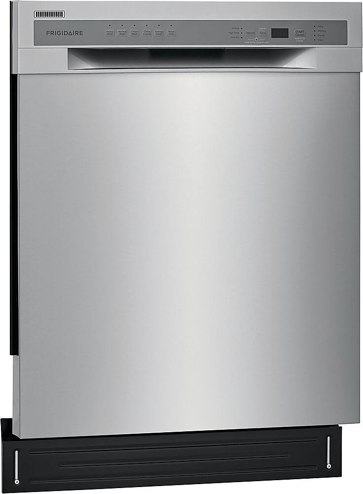 Angle. Frigidaire - 24" Compact Front Control Built-In Dishwasher with Stainless Steel Tub, 52 dBA - Stainless Steel.