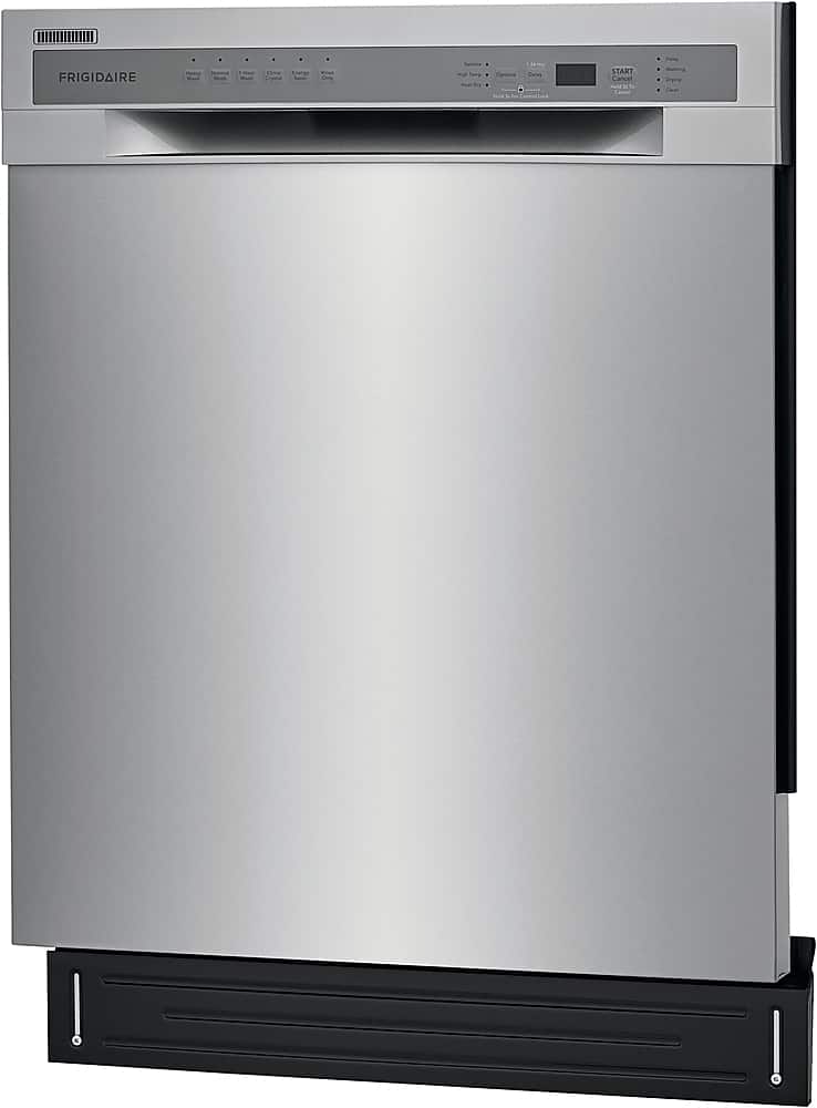 Left. Frigidaire - 24" Compact Front Control Built-In Stainless Steel Tub Dishwasher with Sanitize Cycle, 52 dBA - Stainless steel.