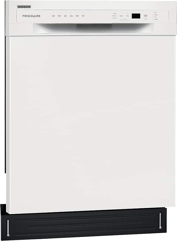 Angle. Frigidaire - 24" Compact Front Control Built-In Dishwasher with Stainless Steel Tub, 52 dBA - White.