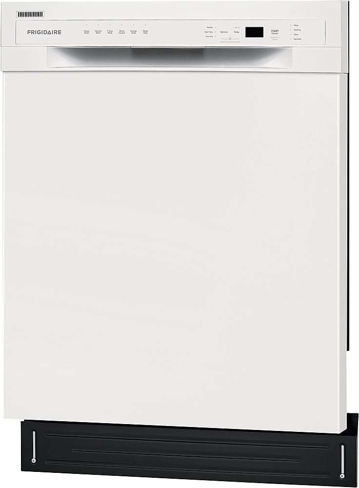 Left View: Frigidaire - 24" Compact Front Control Built-In Dishwasher with Stainless Steel Tub, 52 dBA - White