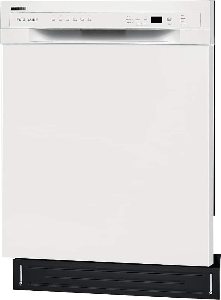 Left. Frigidaire - 24" Compact Front Control Built-In Dishwasher with Stainless Steel Tub, 52 dBA - White.
