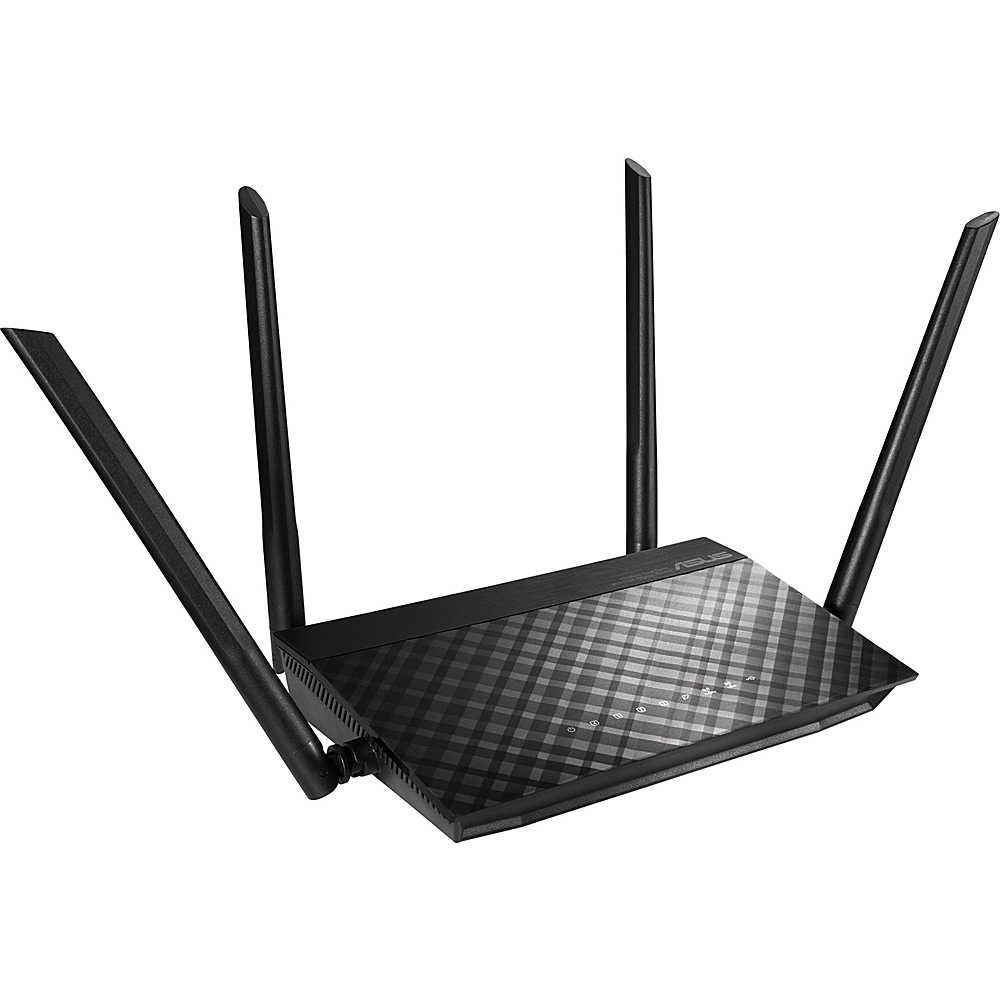 Left View: ASUS - RT-AC1200GE AC1200 Dual-Band Wi-Fi Router, Gigabyte Port - Black