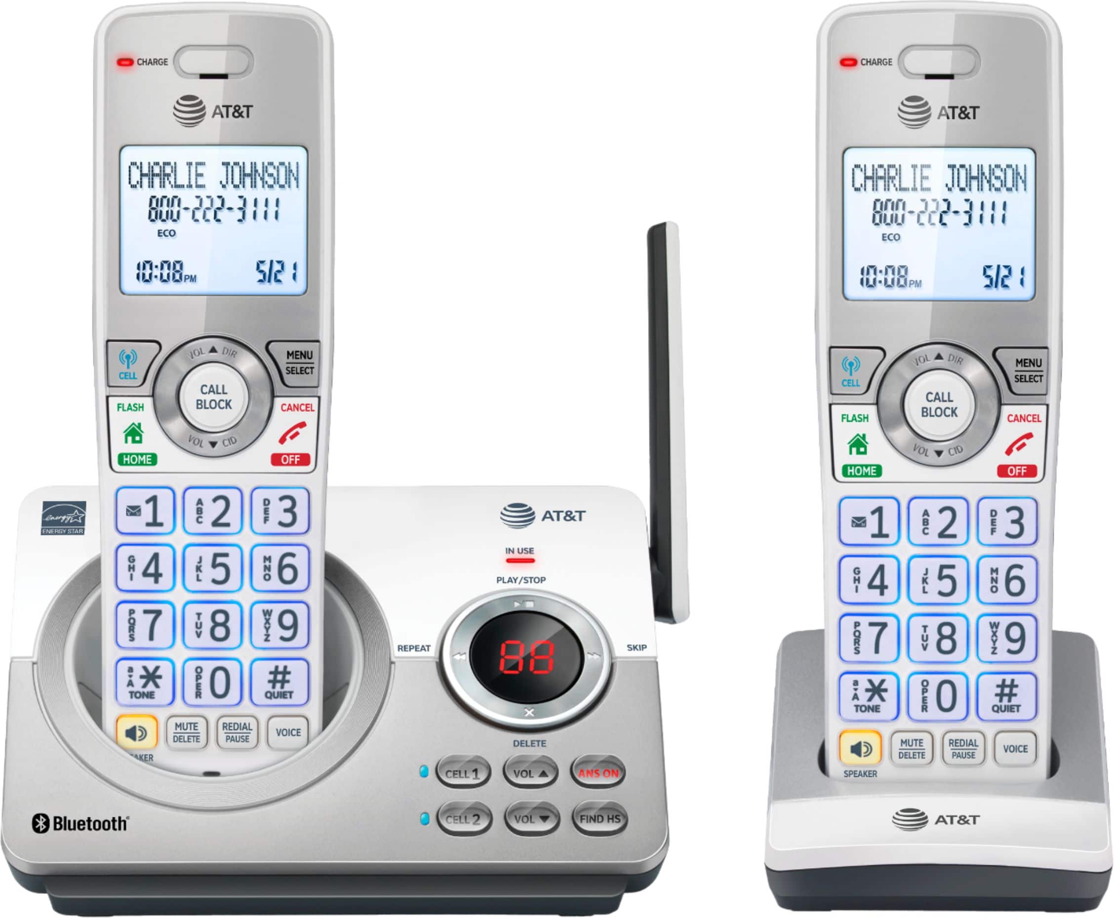Alt View 11. AT&T - 2 Handset Connect to Cell Answering System with Unsurpassed Range - White.