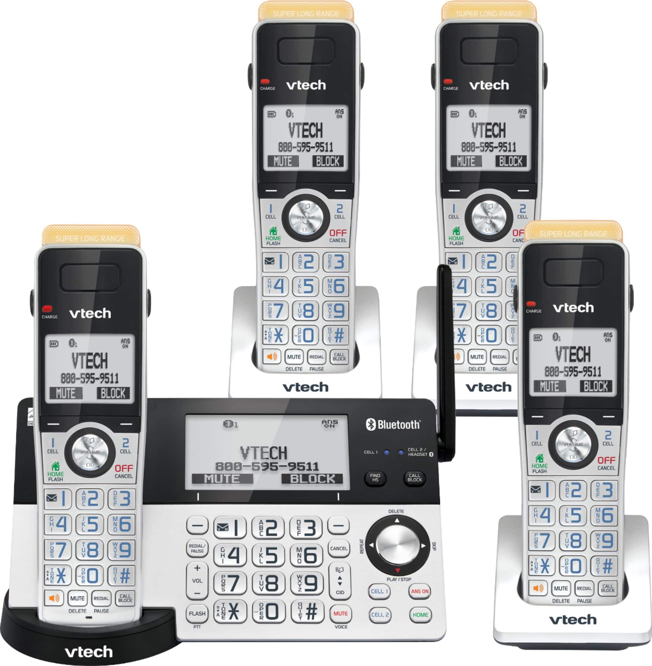 Alt View 11. VTech - 4 Handset Connect to Cell Answering System with Super Long Range - Silver and Black.