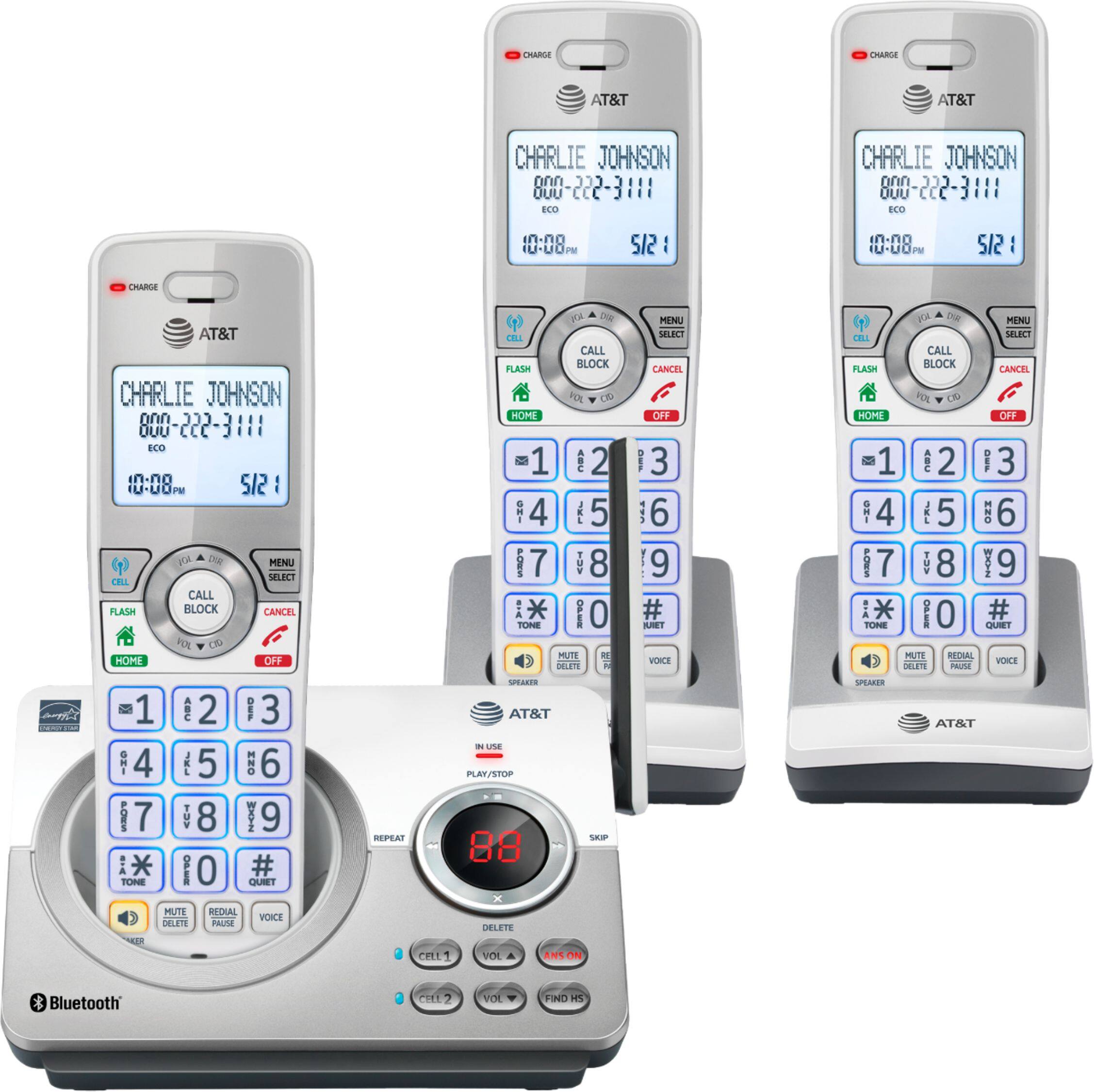 Alt View 11. AT&T - 3 Handset Connect to Cell Answering System with Unsurpassed Range - White.