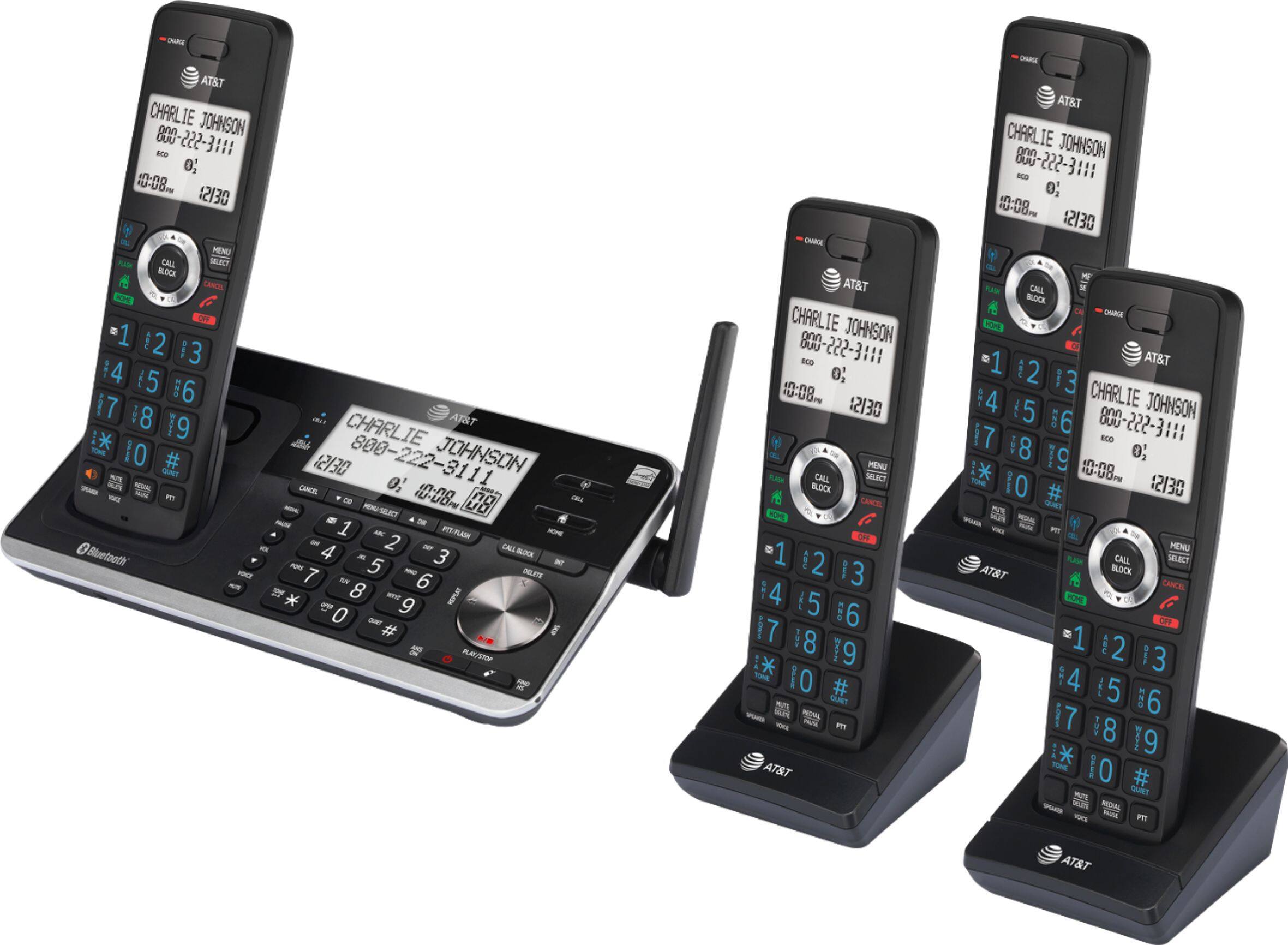 Left. AT&T - 4 Handset Connect to Cell Answering System with Unsurpassed Range - Black.