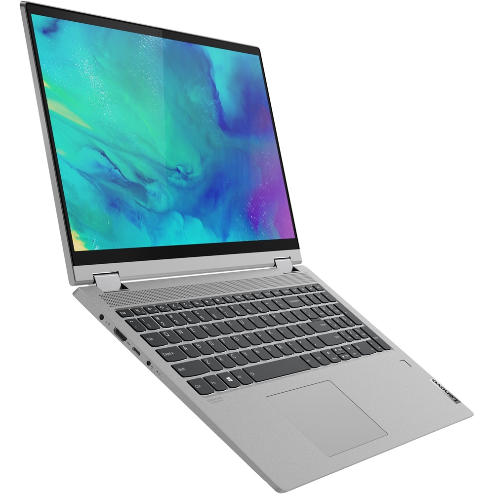 Left View: Lenovo - IdeaPad Flex 5 15IIL05 2-in-1 15.6" Touch-Screen Laptop - Intel Core i3 - 8GB Memory - 128GB SSD - Graphite Gray