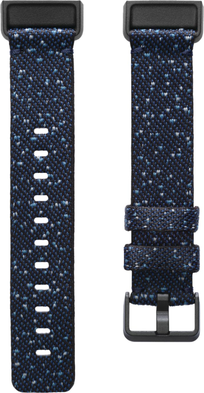 Angle View: Polyester Large Watch Strap for Fitbit Charge 4 - Midnight