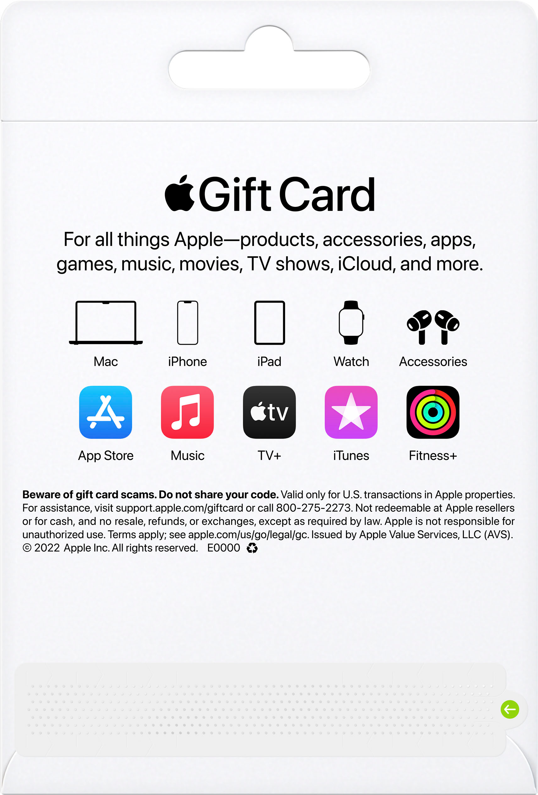  Apple Gift Card - App Store, iTunes, iPhone, iPad, AirPods,  MacBook, accessories and more (Email Delivery): Gift Cards